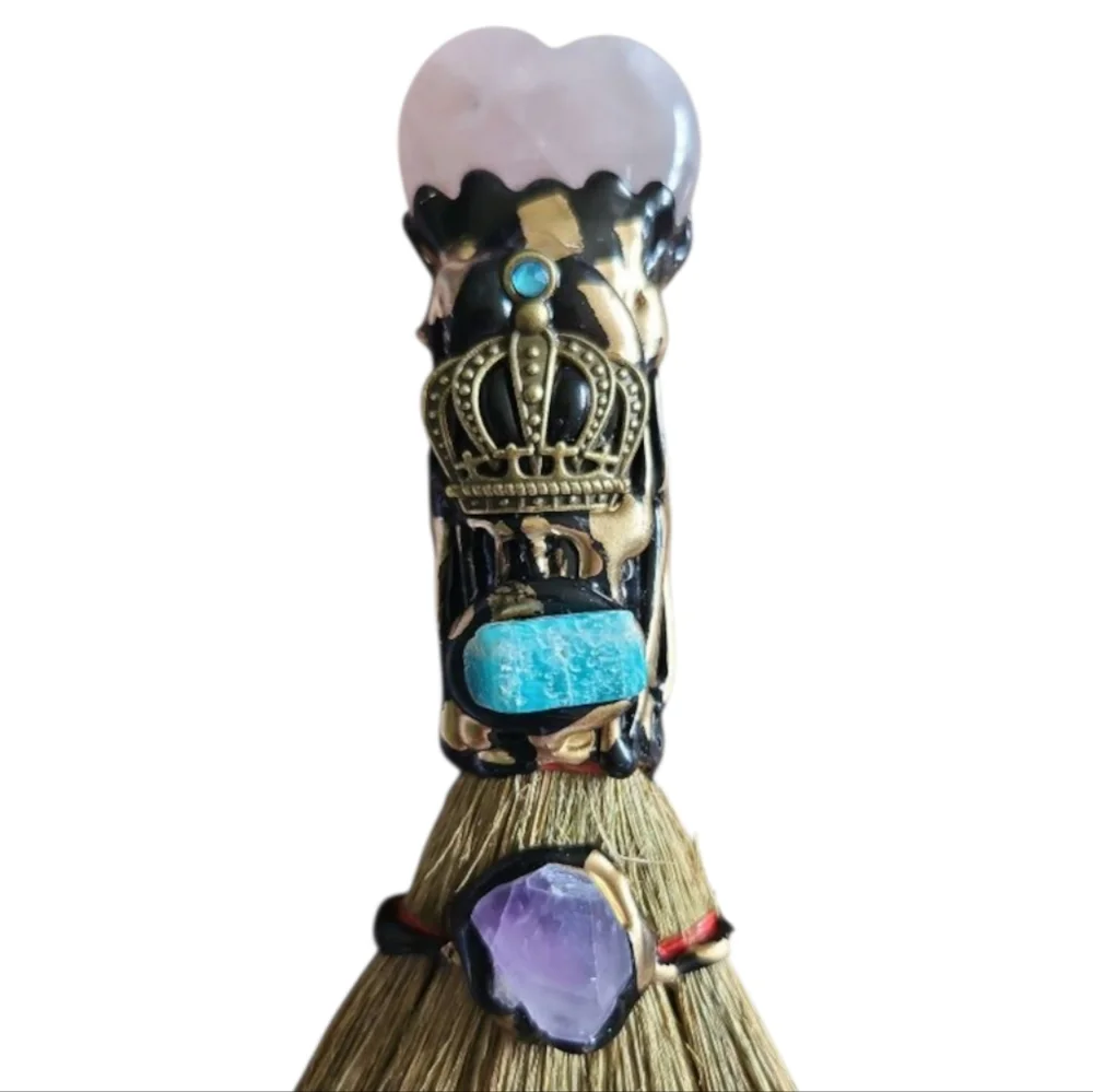 Rose Quartz Alter  Broom, Bell Wreath, and Sage Bundle Set - Picture 2 of 7